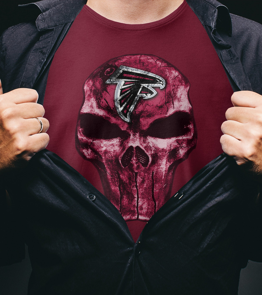 Skull Atlanta Falcons Logo Emblem T-Shirt