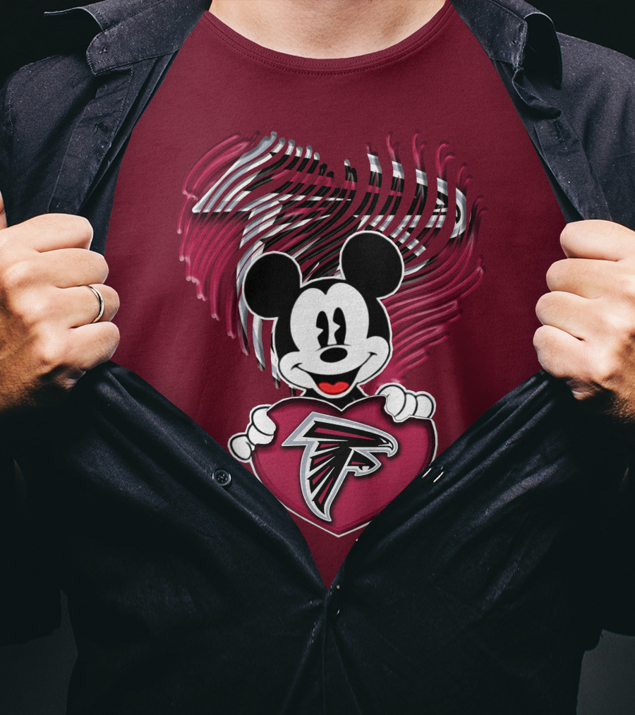 Mick Holding Atlanta Falcons Heart With Falcons Logo And Stylized T-Shirt
