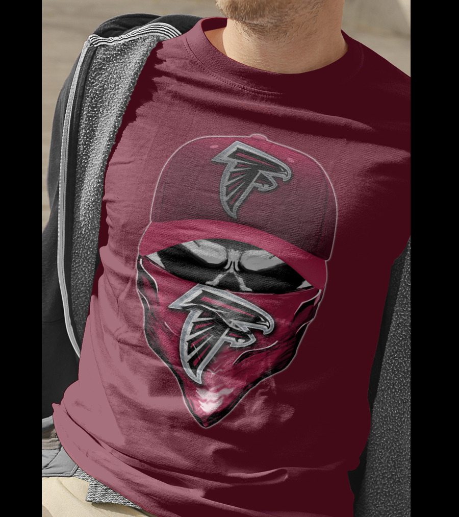 Atlanta Falcons Skull Bandana Hat T-Shirt