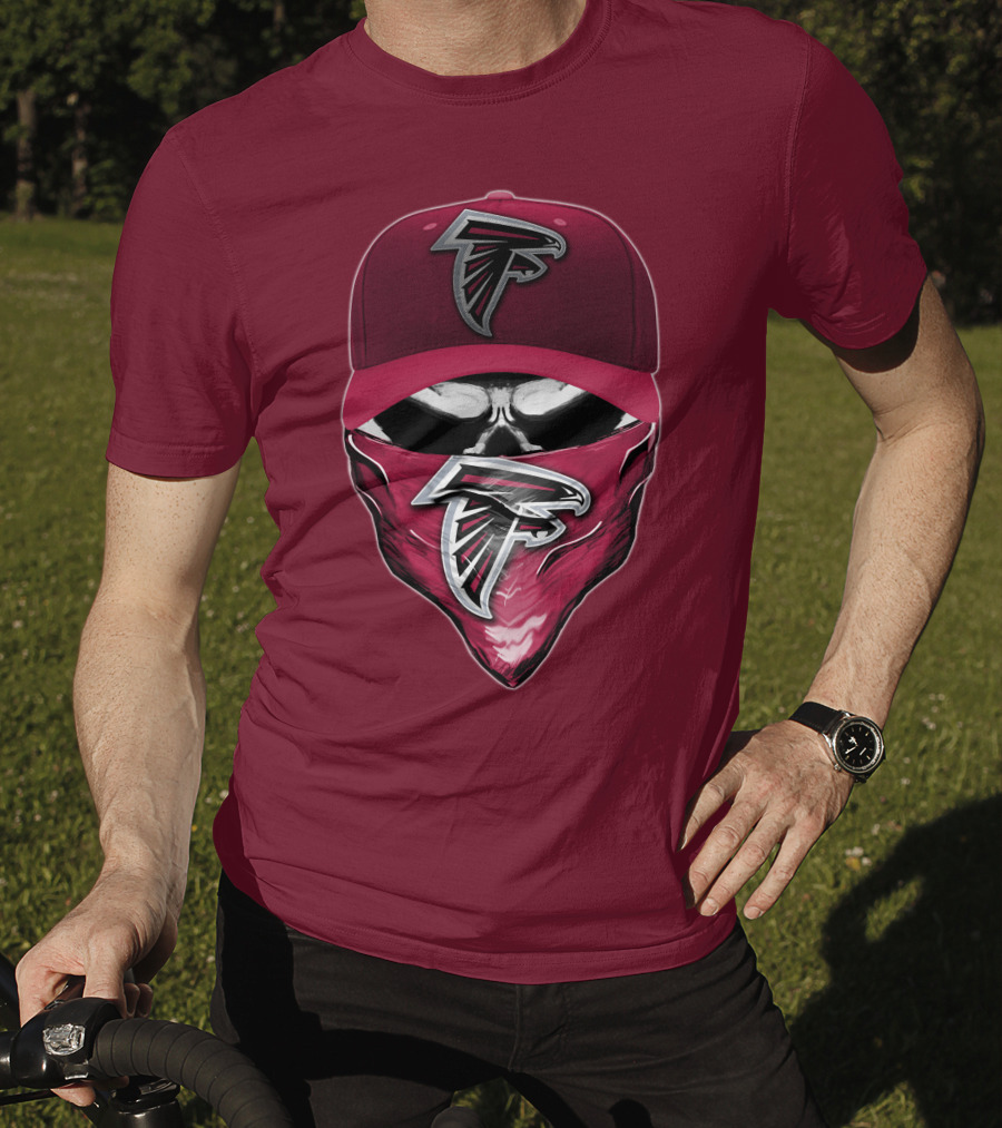 Atlanta Falcons Skull Bandana Hat T-Shirt