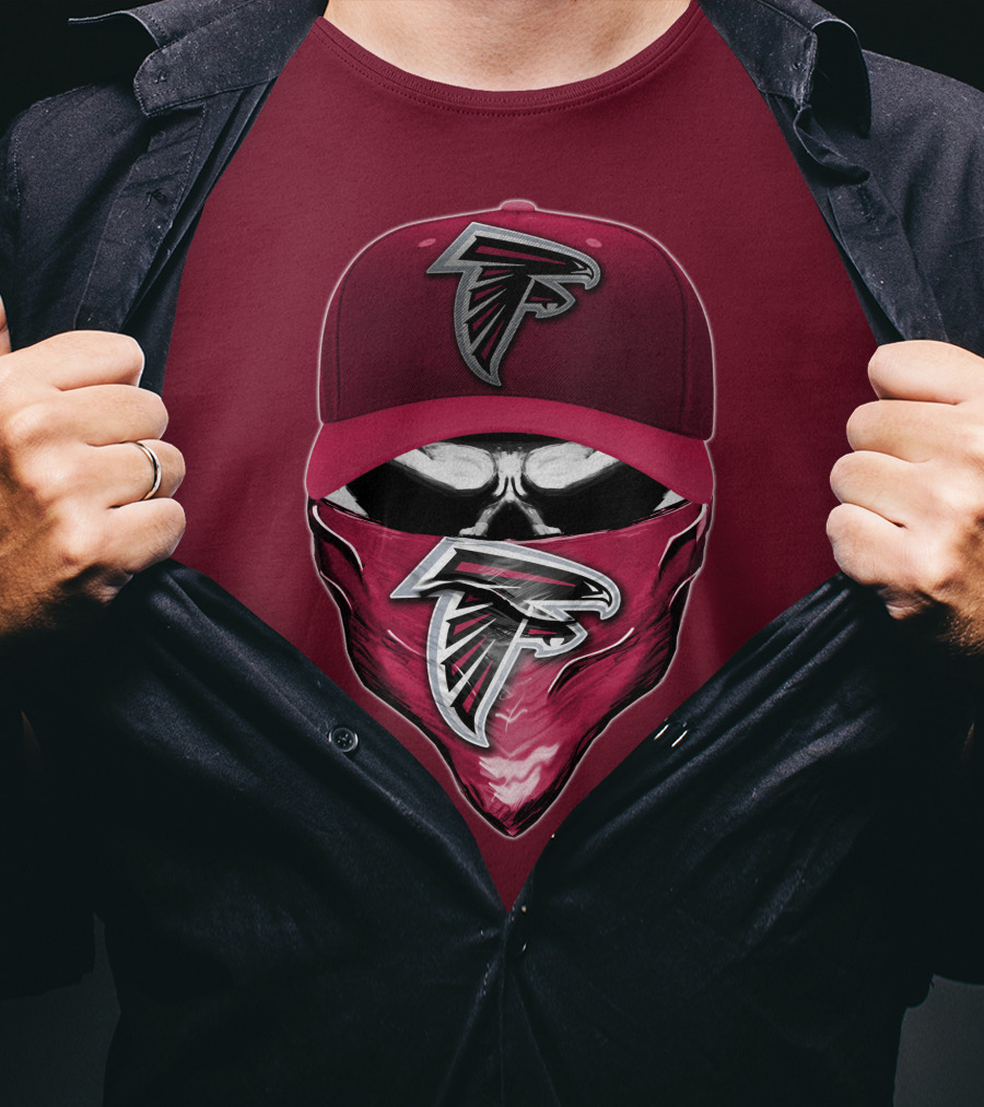 Atlanta Falcons Skull Bandana Hat T-Shirt