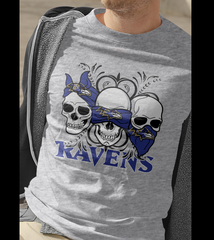 Ravens Three Skulls Bandana Baltimore Ravens T-Shirt