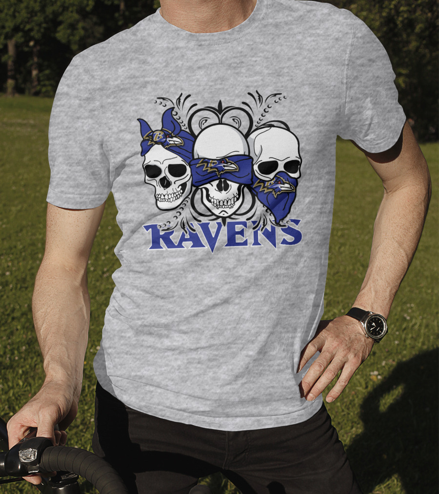 Ravens Three Skulls Bandana Baltimore Ravens T-Shirt