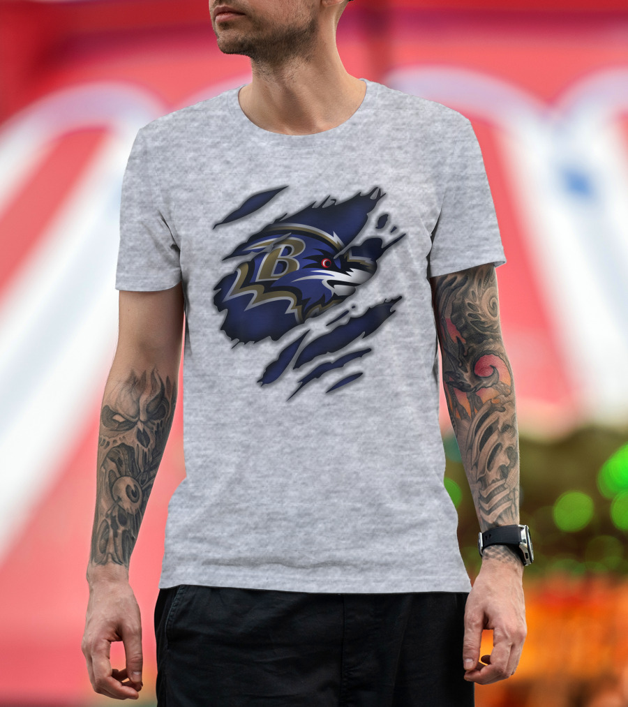 Baltimore Ravens Fierce Logo Claw Marks T-Shirt