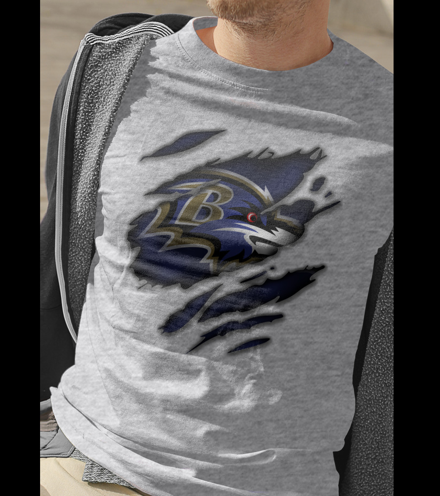 Baltimore Ravens Fierce Logo Claw Marks T-Shirt