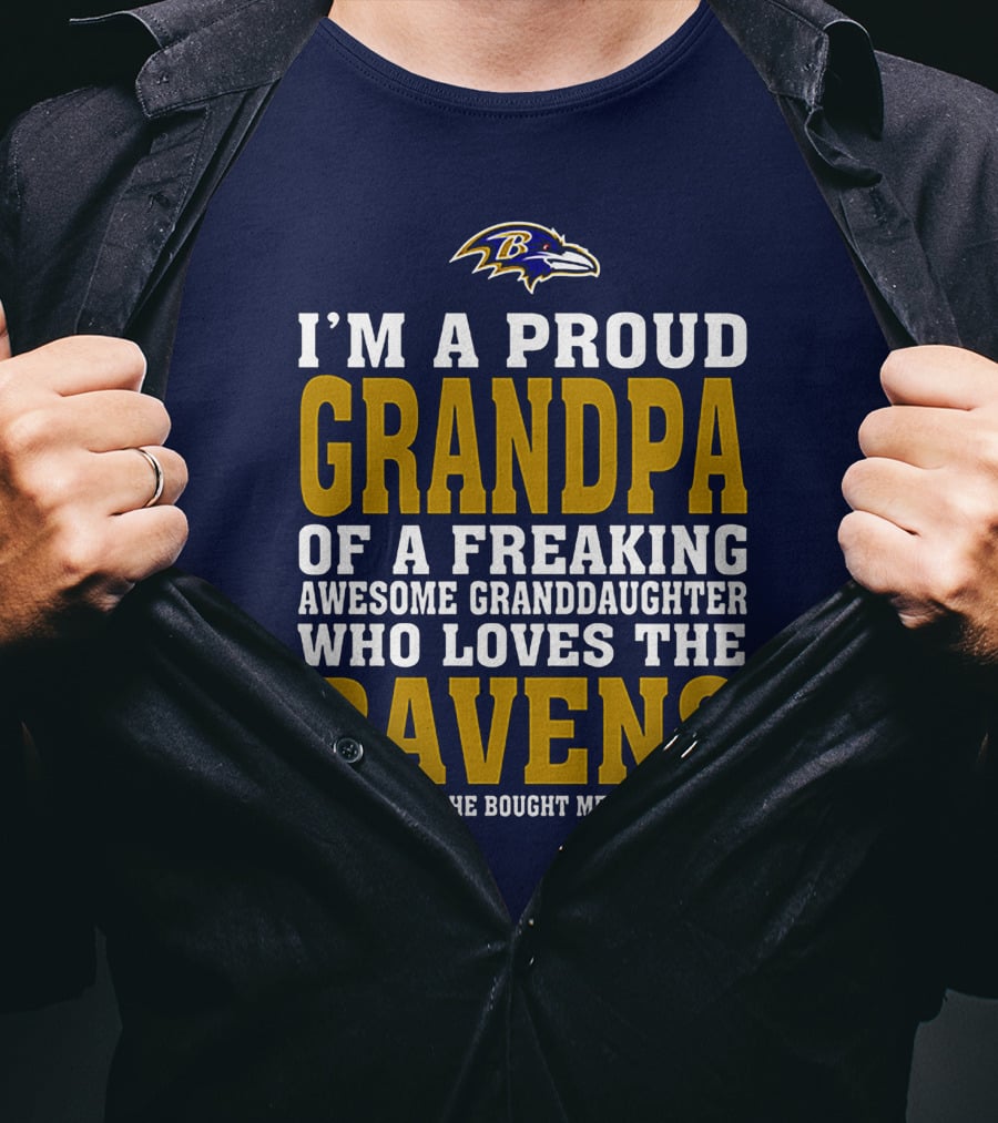 Baltimore Ravens Proud Grandpa Of Awesome Granddaughter Who Loves The Ravens T-Shirt