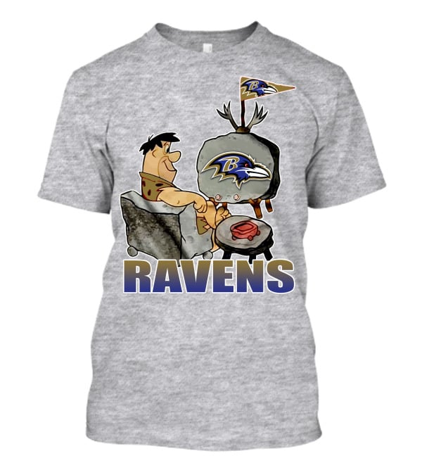 Baltimore Ravens Cartoon Character Watching Tv With Team T-Shirt