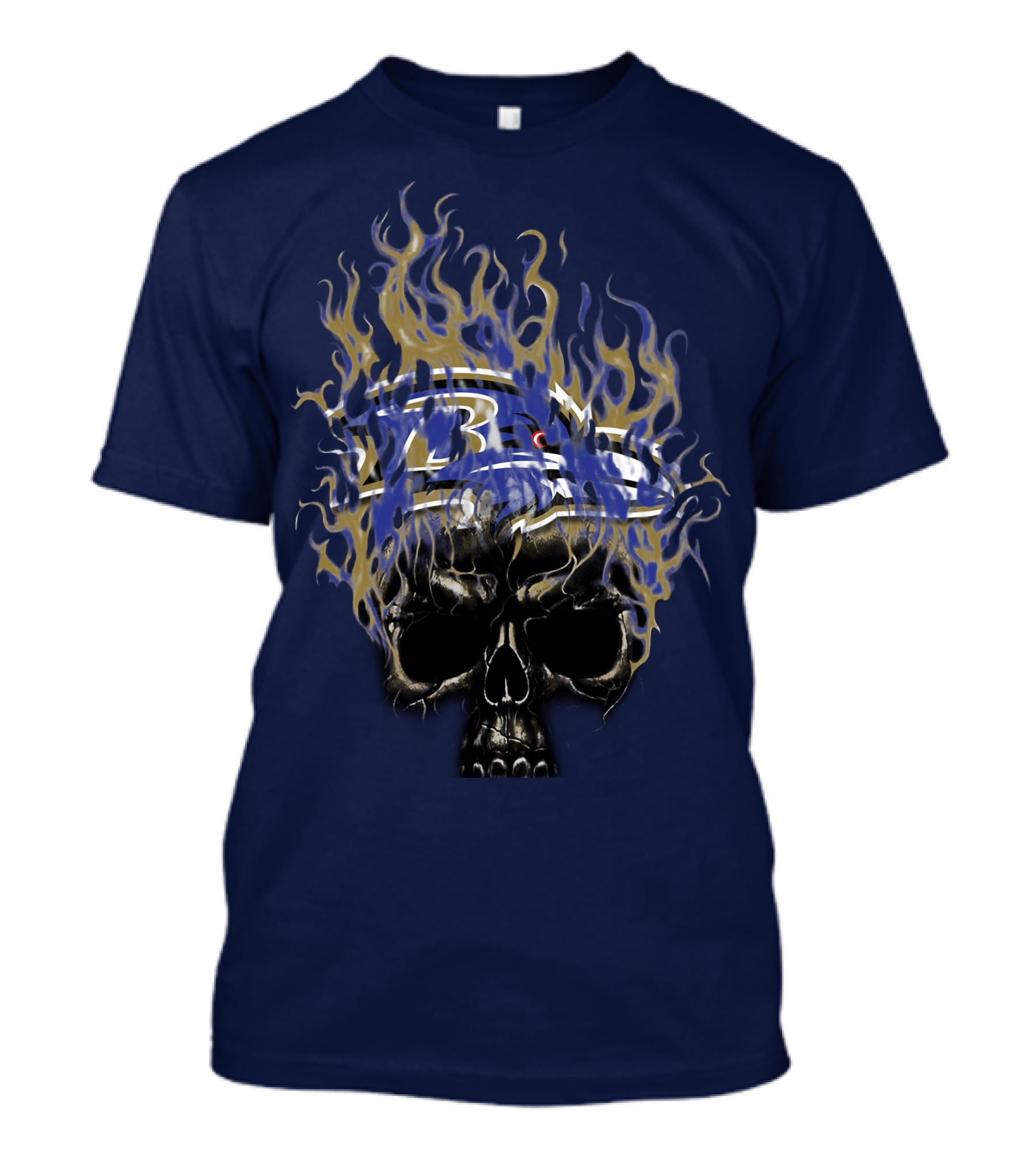 Baltimore Ravens Flaming Skull Logo T-Shirt