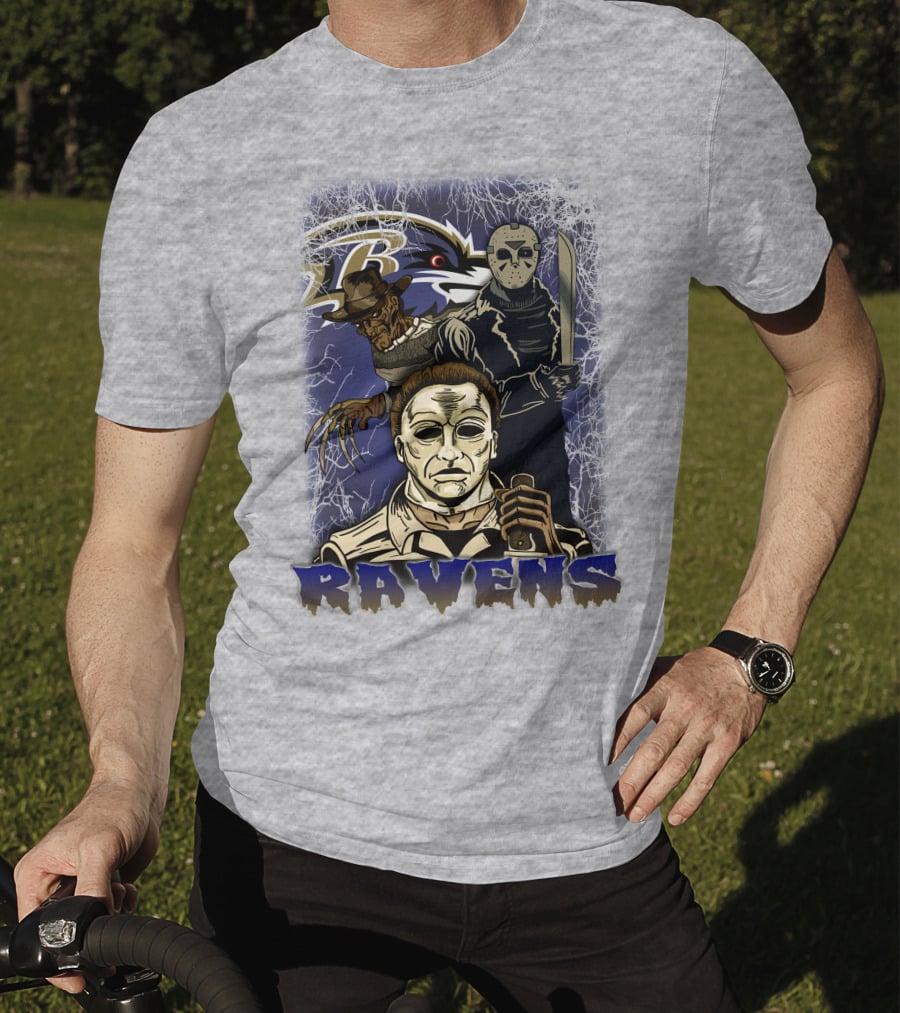 Baltimore Ravens Horror Movie Crossover 35 T-Shirt