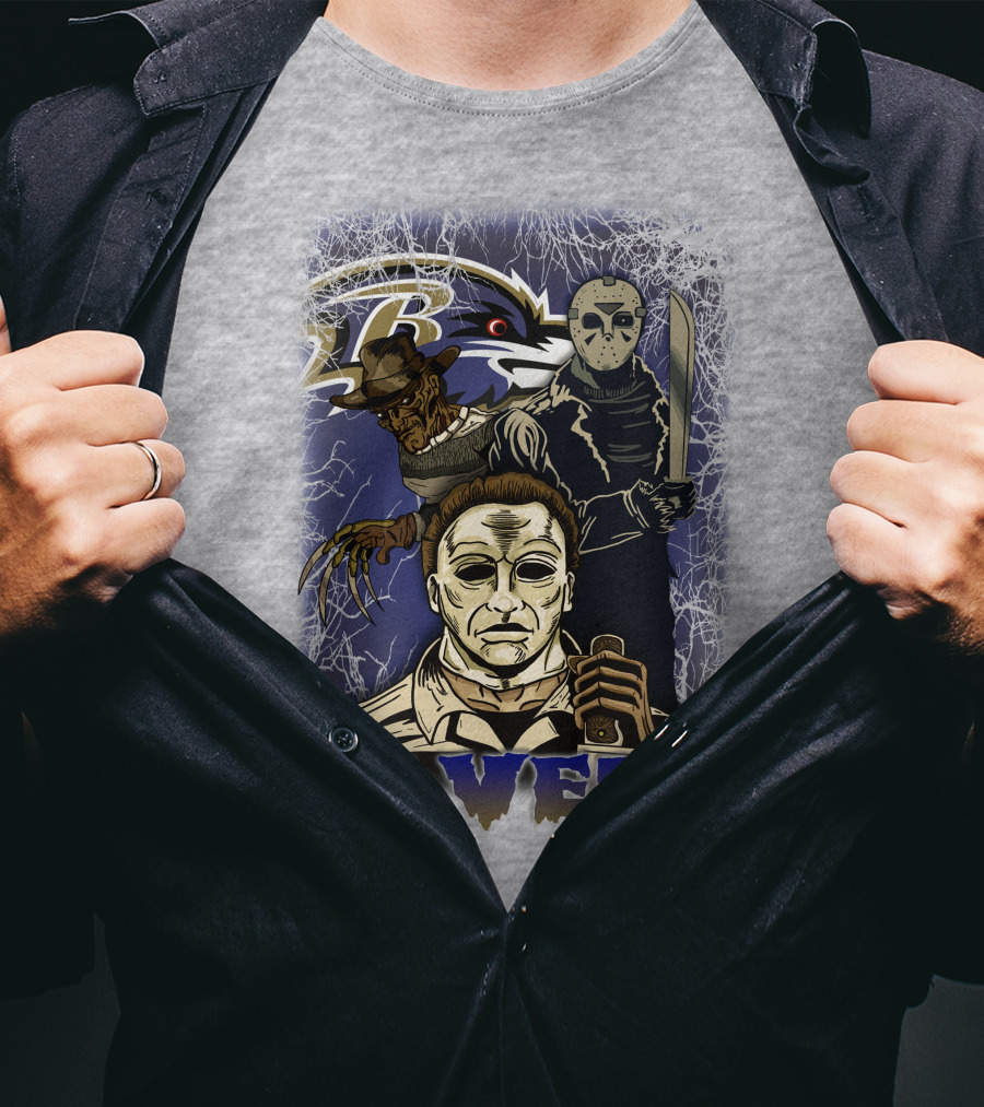 Baltimore Ravens Horror Movie Crossover 35 T-Shirt
