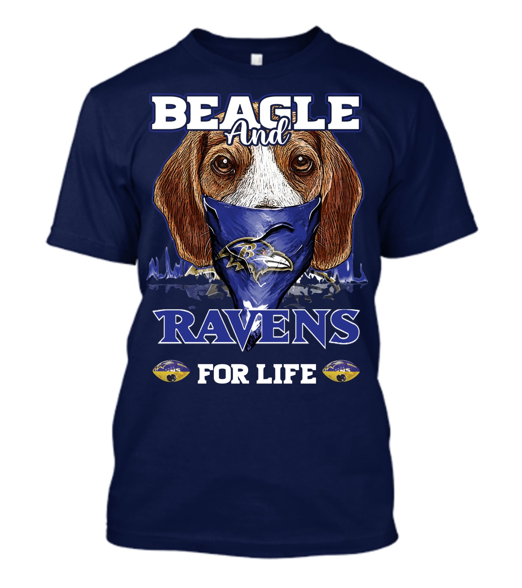 Beagle And Ravens For Life Baltimore Ravens T-Shirt