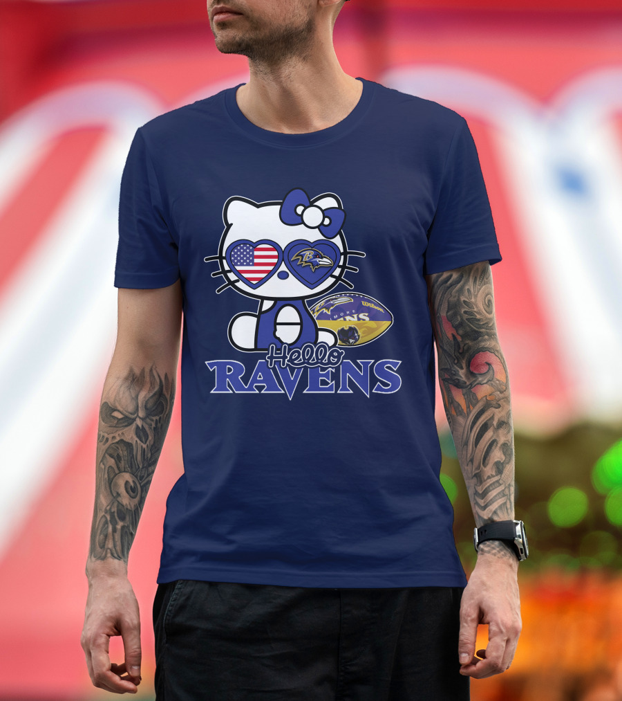 Hello Kitty Ravens Baltimore American Football Fan Cat Toy T-Shirt