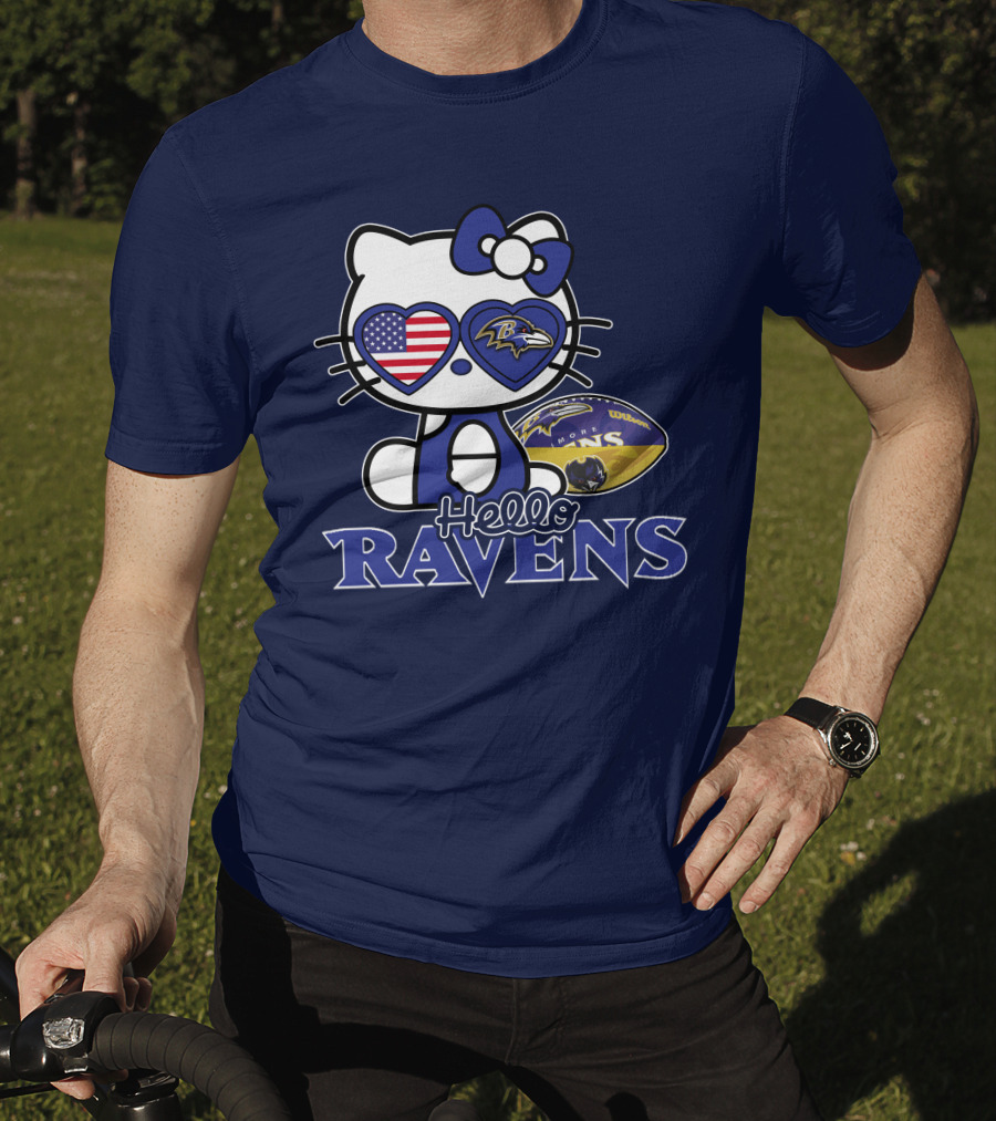 Hello Kitty Ravens Baltimore American Football Fan Cat Toy T-Shirt