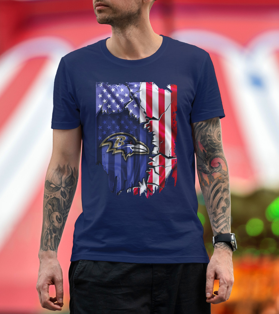 Baltimore Ravens American Flag T-Shirt