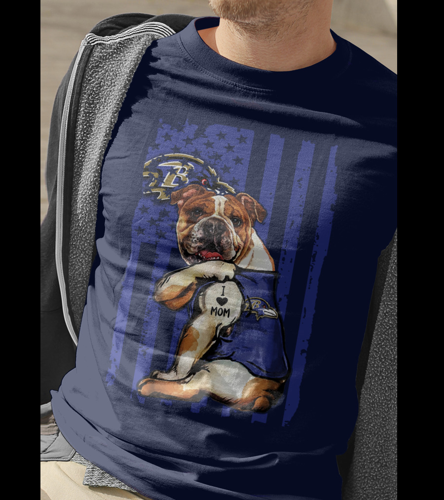 Bulldog Baltimore Ravens I Love Mom T-Shirt