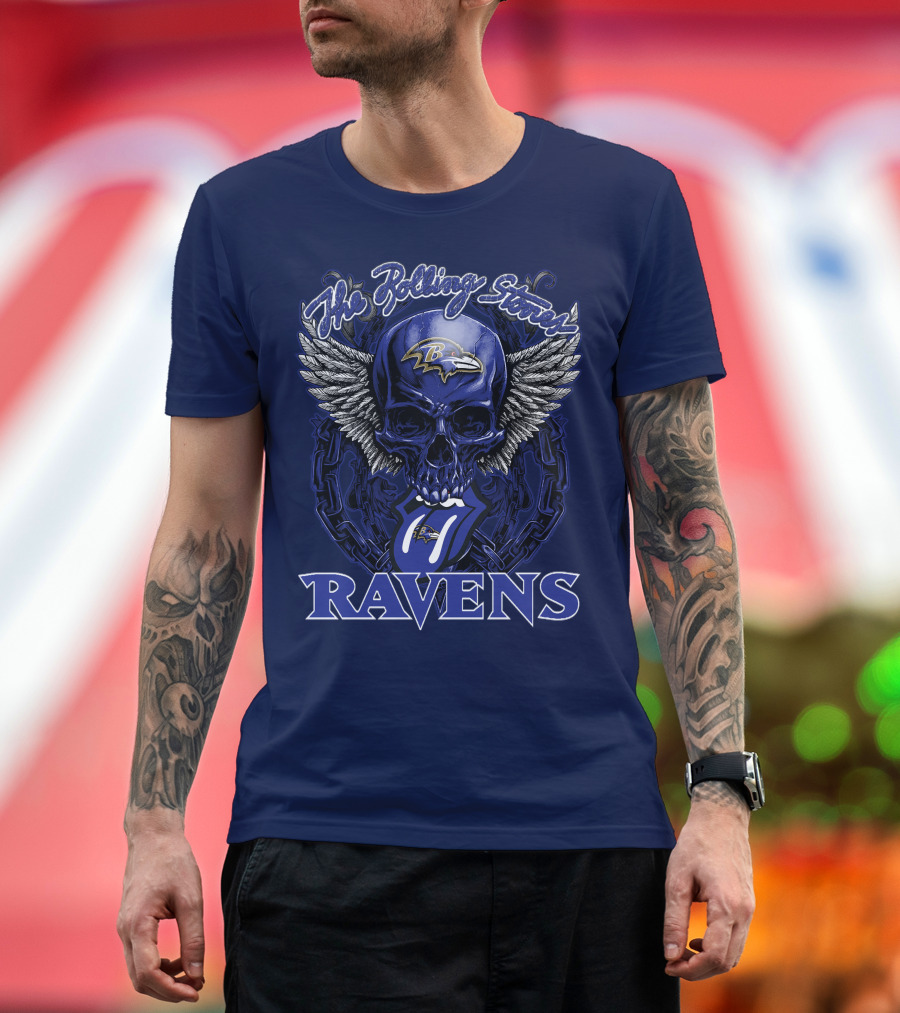 The Rolling Stones Ravens Baltimore Skull Wings T-Shirt