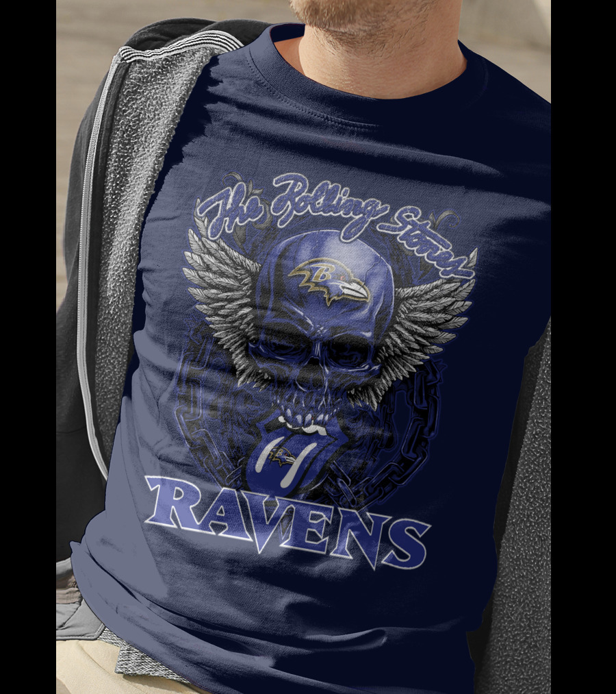 The Rolling Stones Ravens Baltimore Skull Wings T-Shirt