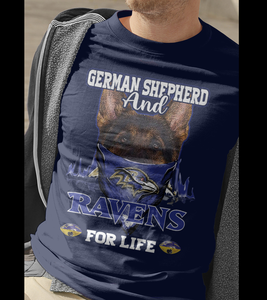 German Shepherd And Ravens For Life Baltimore Ravens T-Shirt