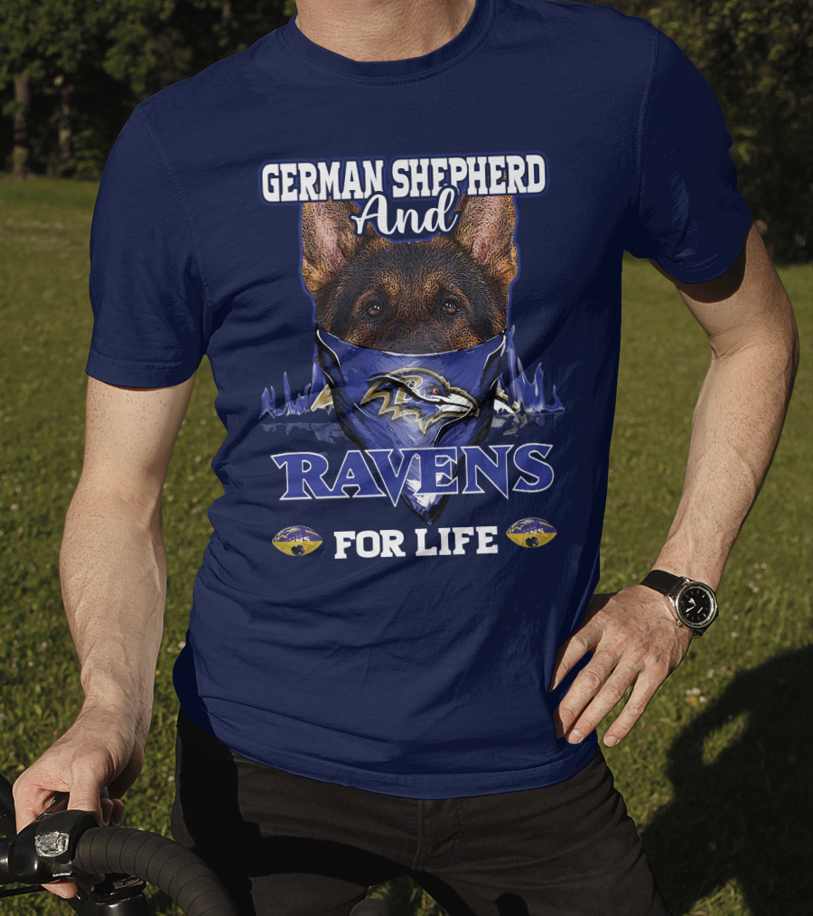 German Shepherd And Ravens For Life Baltimore Ravens T-Shirt
