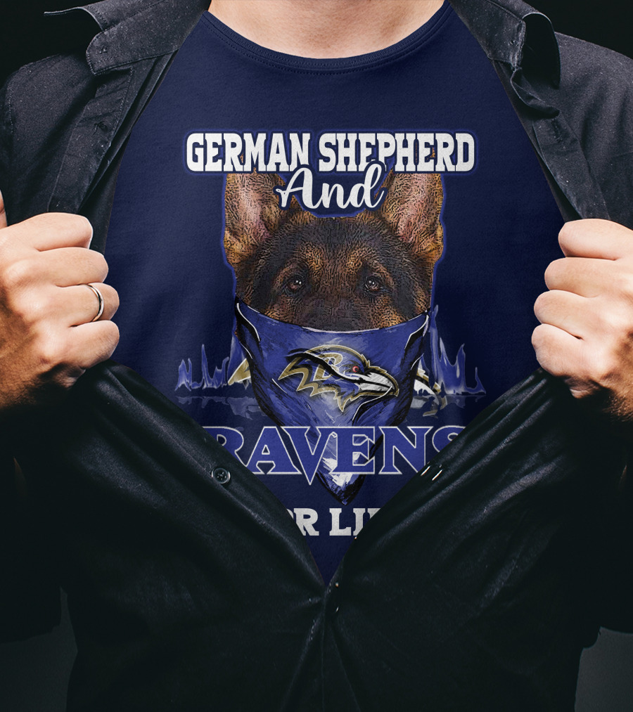 German Shepherd And Ravens For Life Baltimore Ravens T-Shirt
