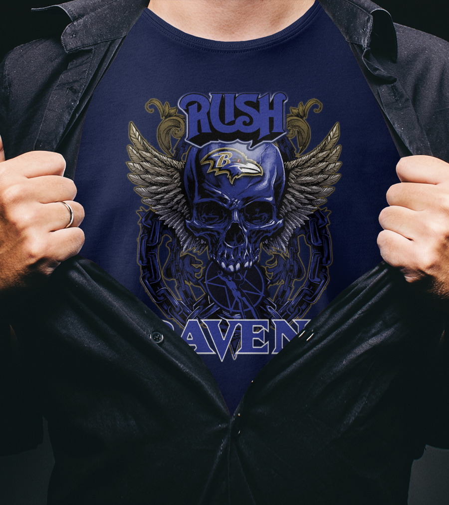 Rush Baltimore Ravens Skull Wings T-Shirt