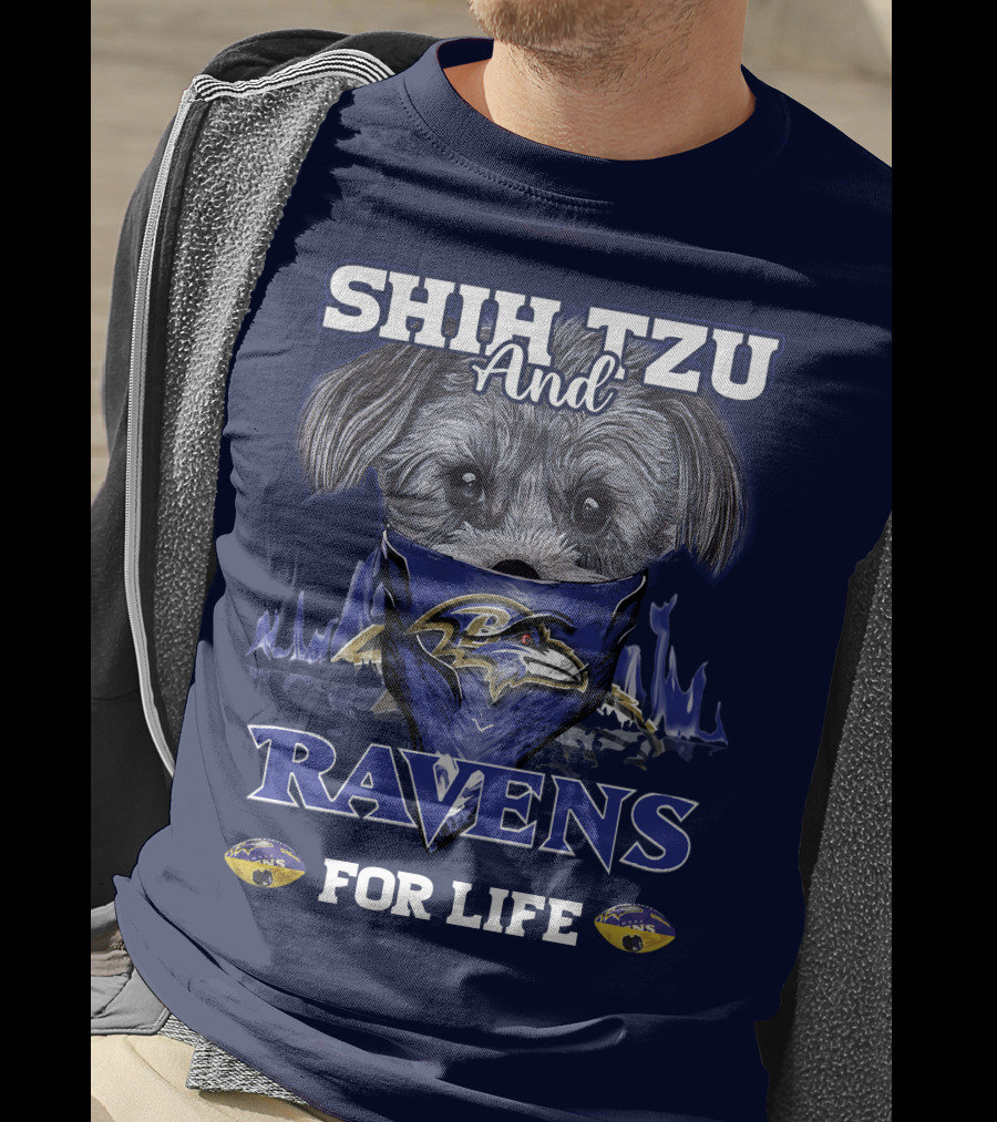 Shih Tzu And Ravens For Life Baltimore Ravens T-Shirt