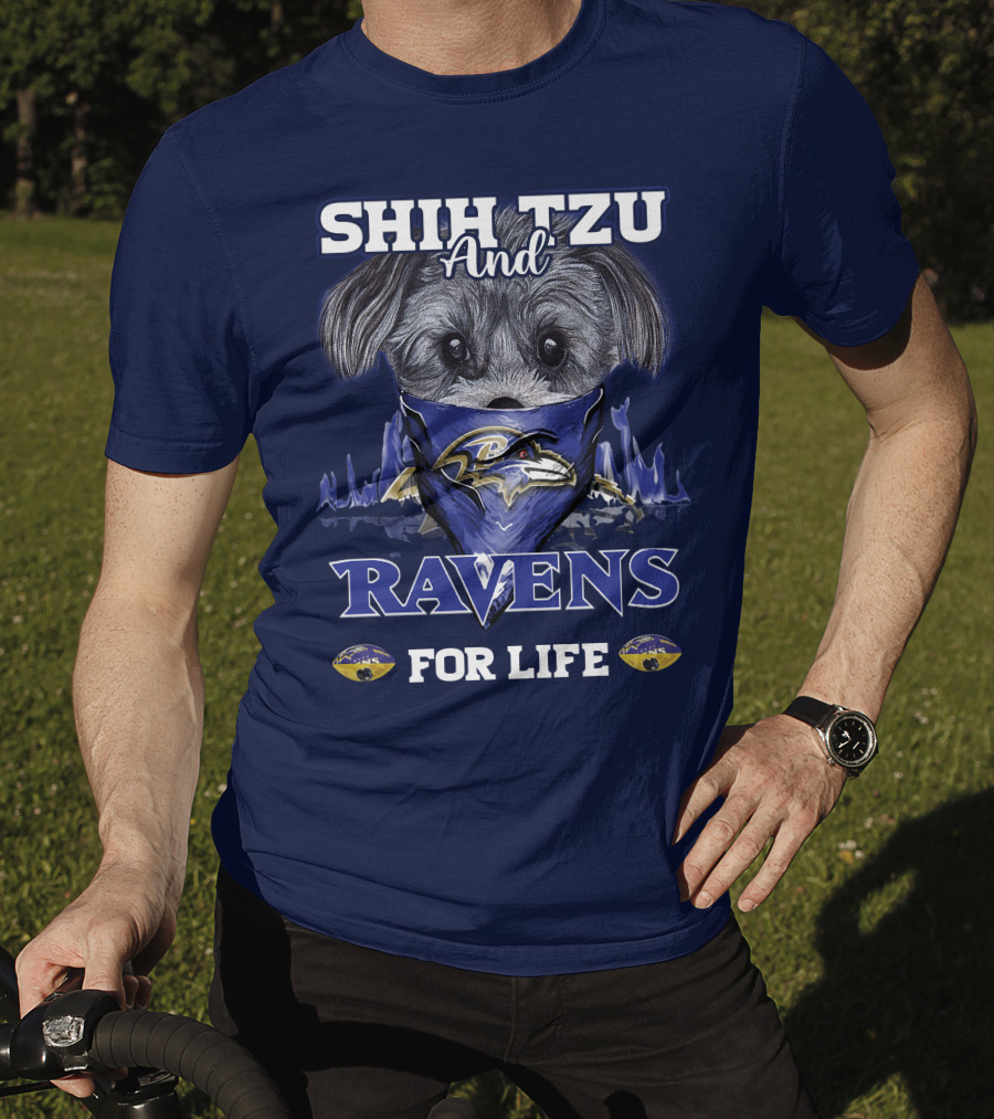 Shih Tzu And Ravens For Life Baltimore Ravens T-Shirt