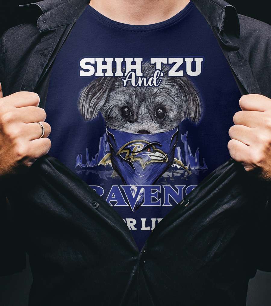 Shih Tzu And Ravens For Life Baltimore Ravens T-Shirt
