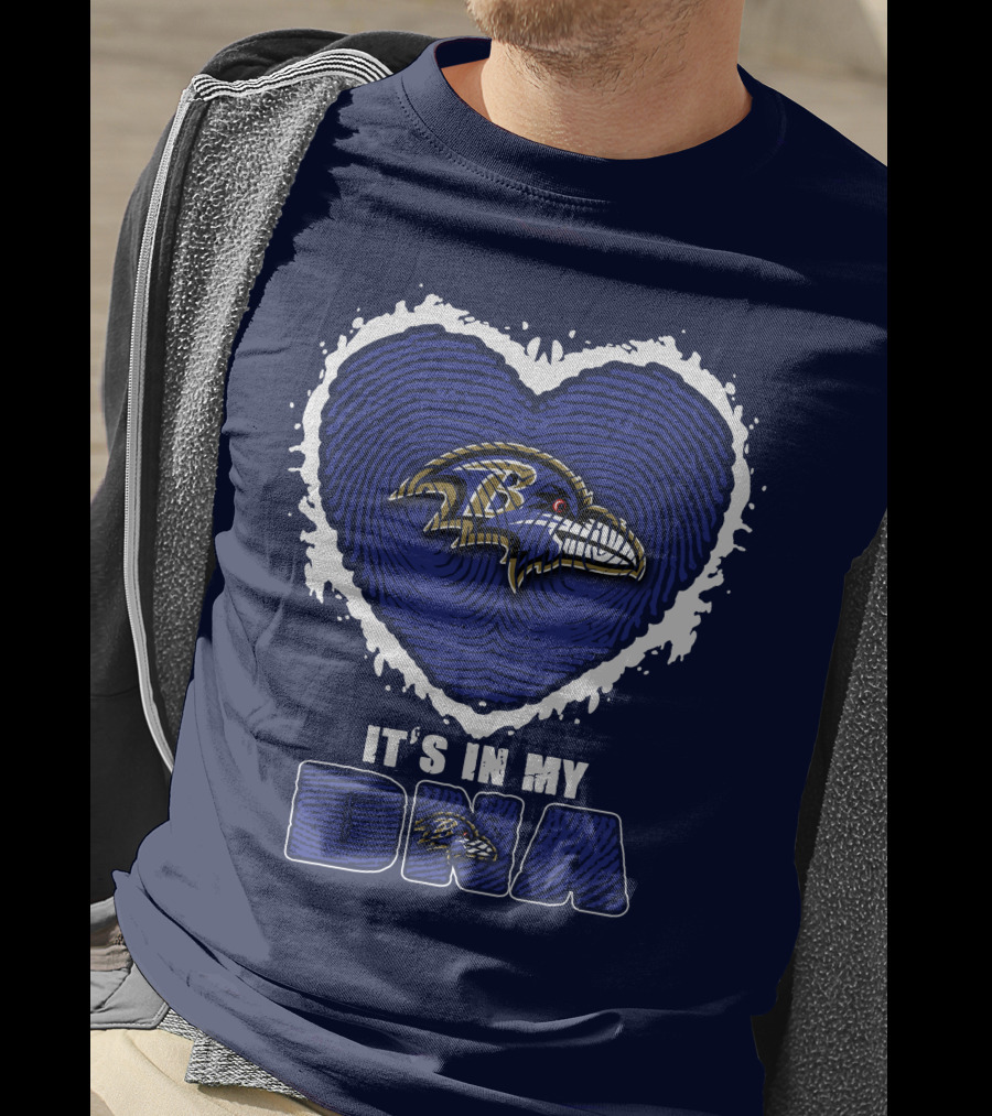 It's In My Dna Baltimore Ravens Heart Fingerprint T-Shirt