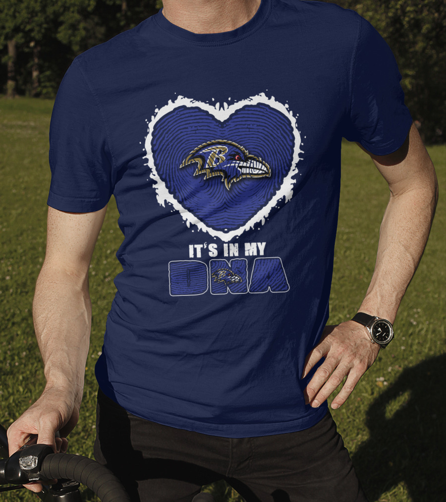 It's In My Dna Baltimore Ravens Heart Fingerprint T-Shirt