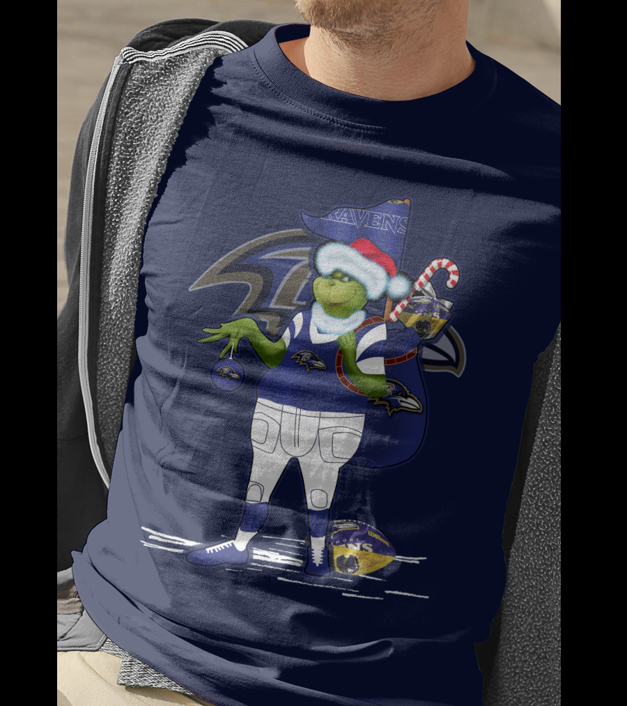 Grinchxmas V1 Baltimore Ravens Dr. Seuss Christmas Football T-Shirt