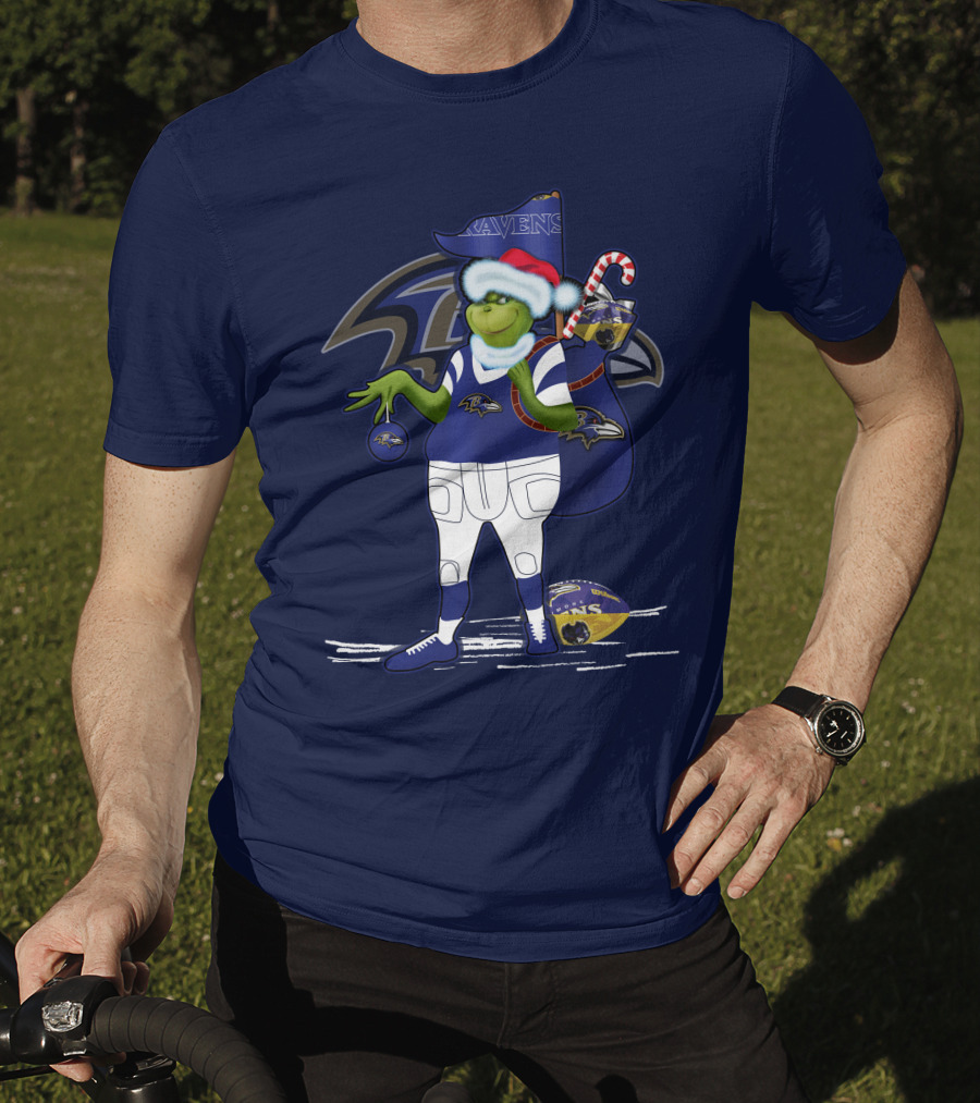 Grinchxmas V1 Baltimore Ravens Dr. Seuss Christmas Football T-Shirt