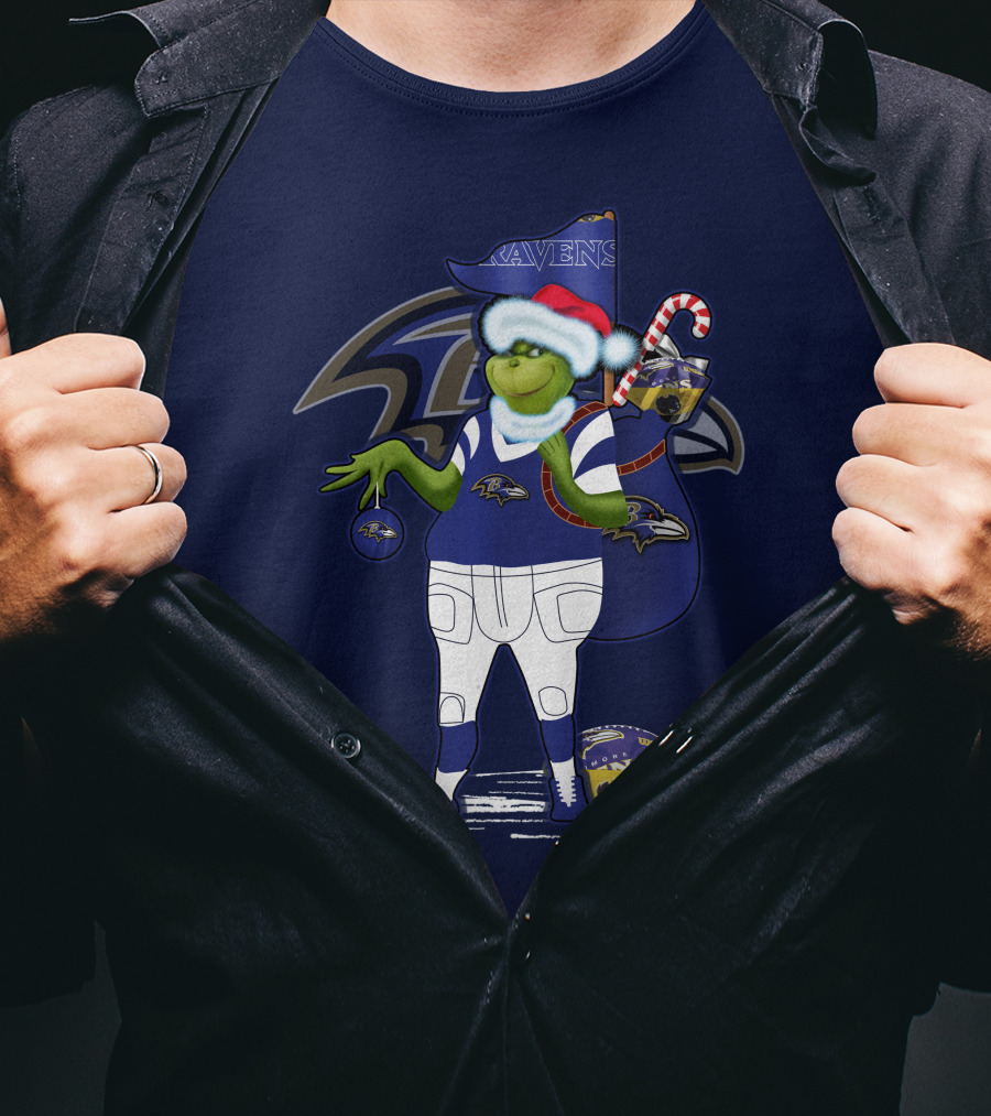 Grinchxmas V1 Baltimore Ravens Dr. Seuss Christmas Football T-Shirt