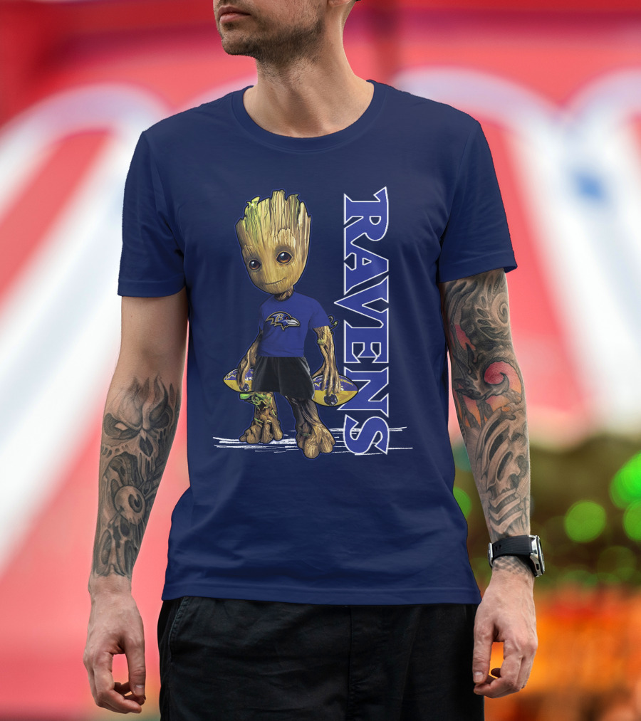 Groot V1 Ravens Nfl Baltimore Team T-Shirt