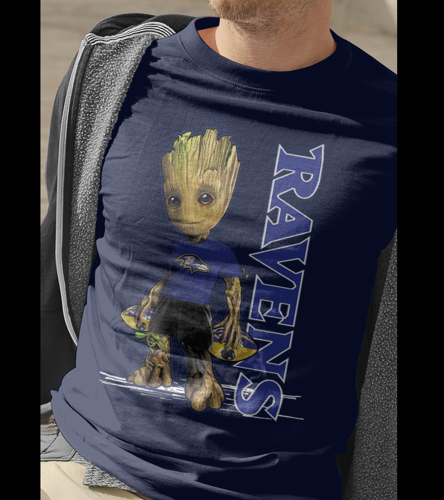 Groot V1 Ravens Nfl Baltimore Team T-Shirt
