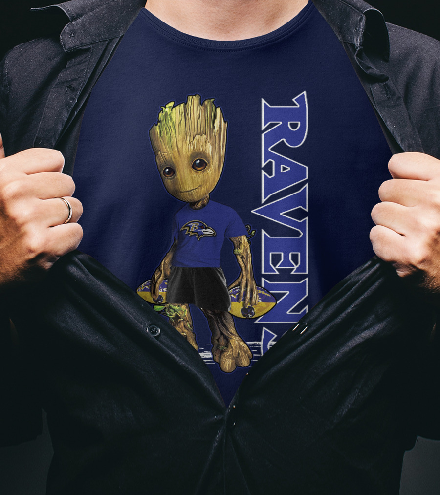 Groot V1 Ravens Nfl Baltimore Team T-Shirt