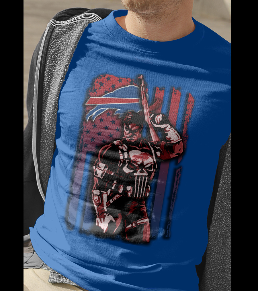 Buffalo Bills Punisher Armed Flag T-Shirt