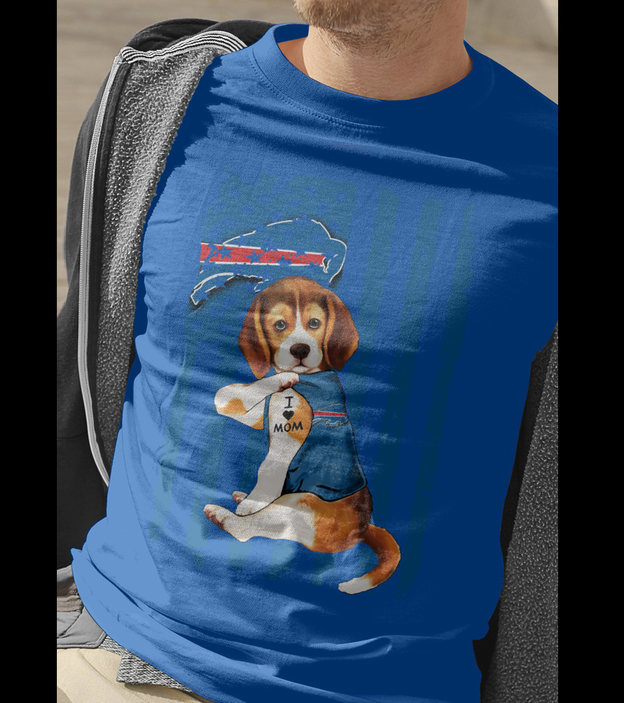 Beagle I Love Mom Buffalo Bills Fan T-Shirt