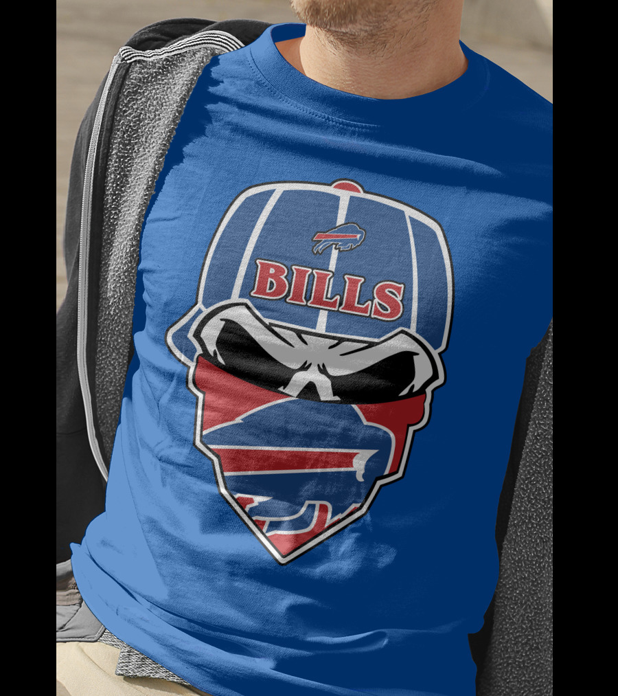 Buffalo Bills Skull Cap And Bandana T-Shirt
