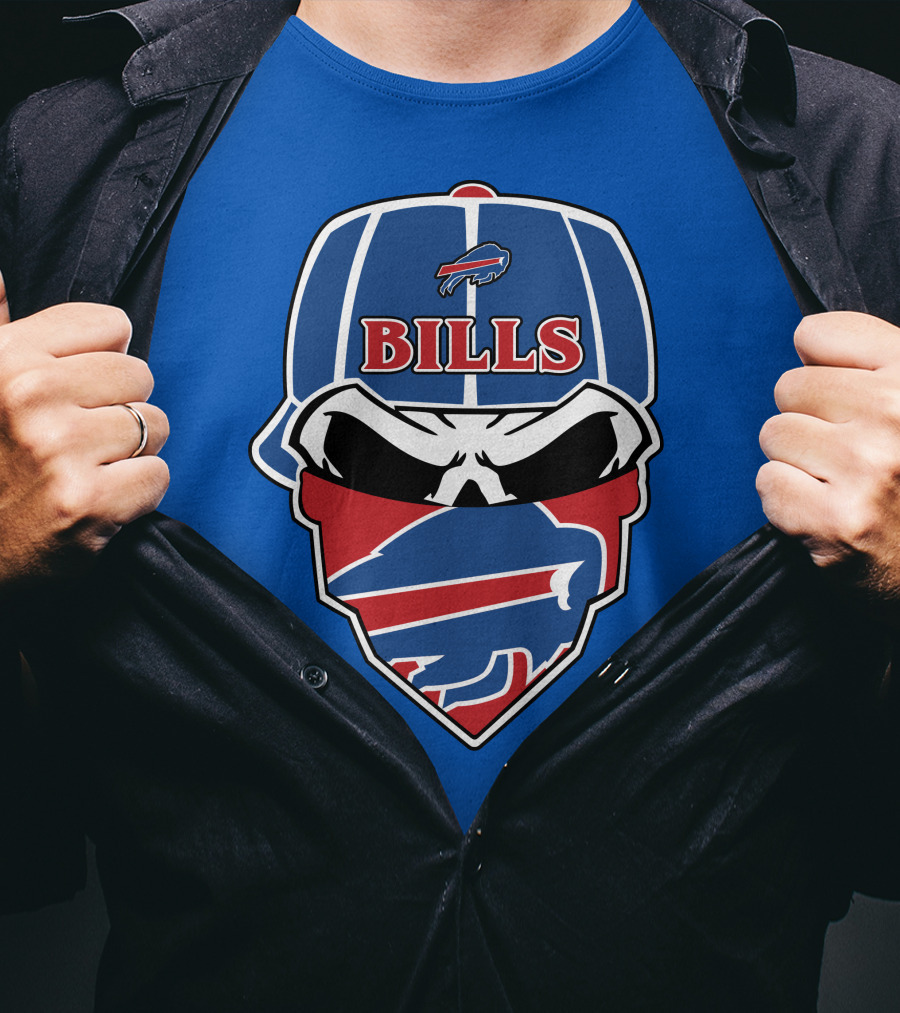 Buffalo Bills Skull Cap And Bandana T-Shirt