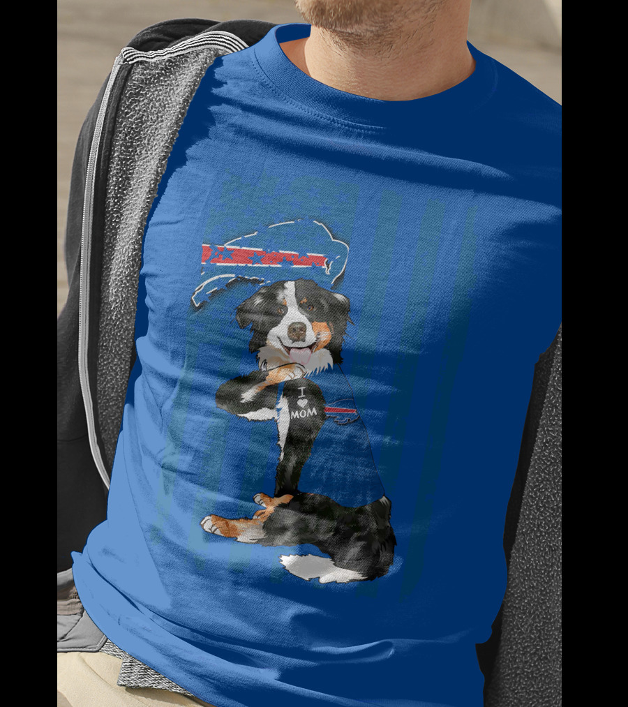 Border Collie I Love Mom Buffalo Bills Fan T-Shirt