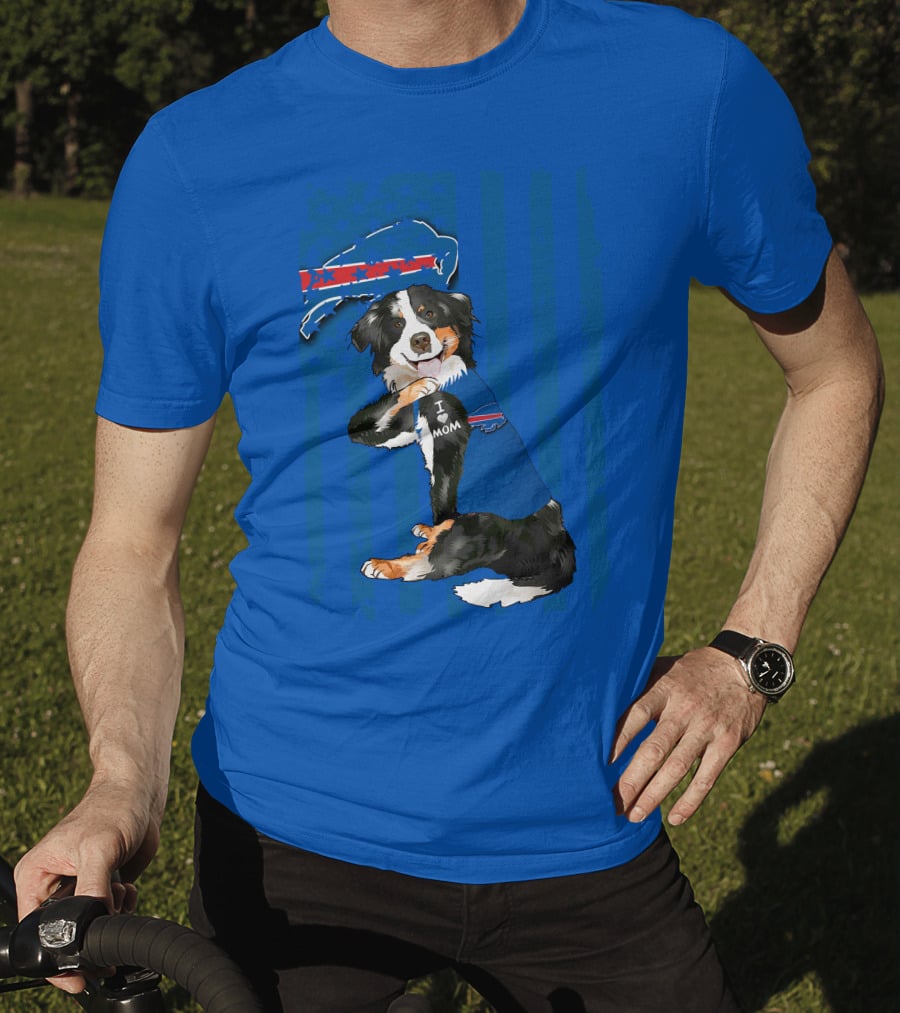 Border Collie I Love Mom Buffalo Bills Fan T-Shirt