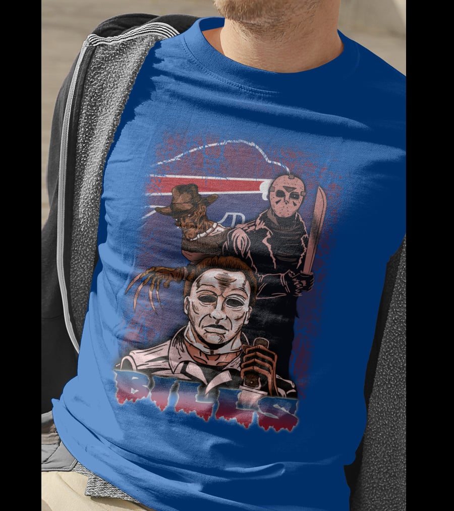 Buffalo Bills Horror Icons Featuring Michael Myers Freddy Krueger Jason Voorhees T-Shirt