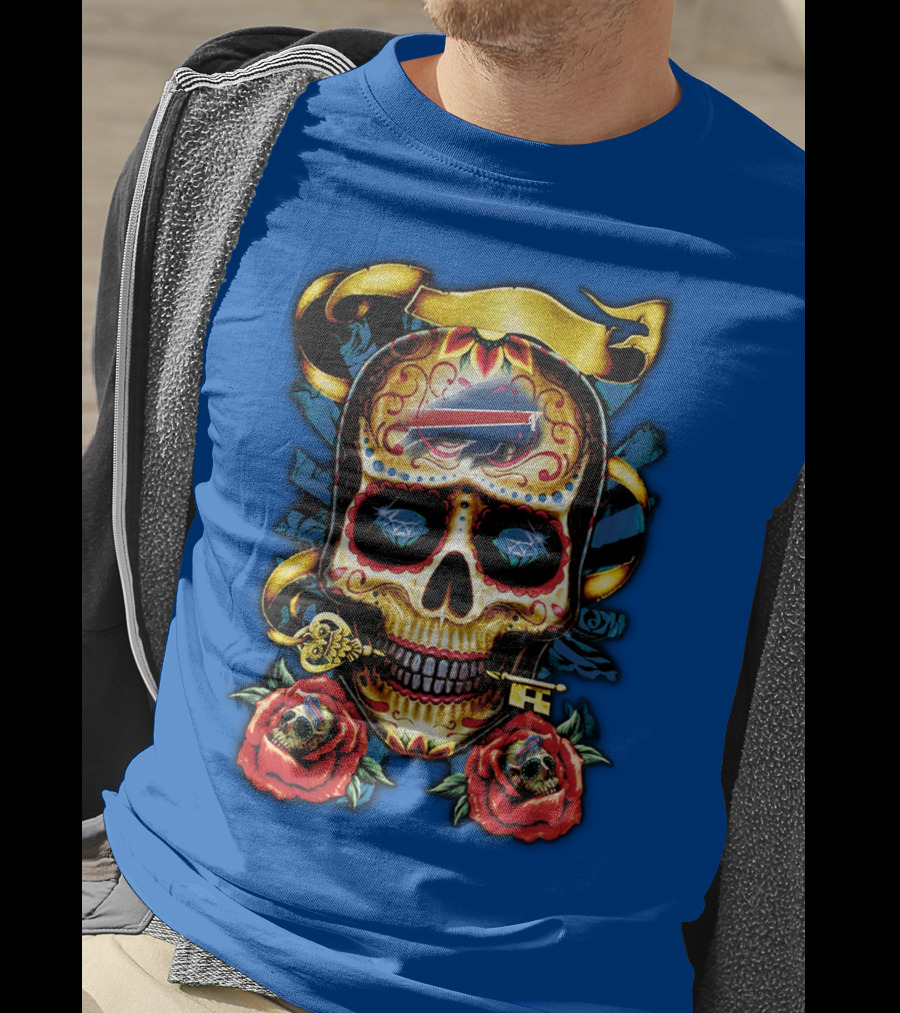 Buffalo Bills Sugar Skull Roses And Keys T-Shirt