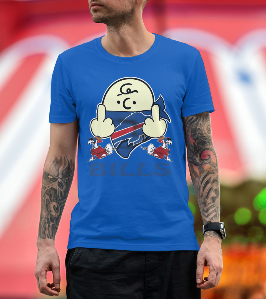 Buffalo Bills Logo With Peanuts Characters T-Shirt