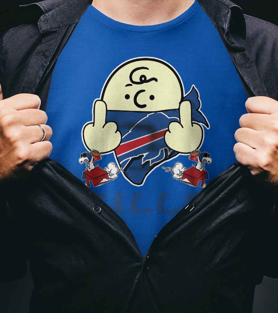 Buffalo Bills Logo With Peanuts Characters T-Shirt