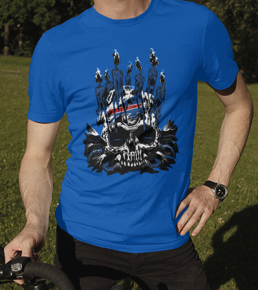 Buffalo Bills 40 Skull Flames Candles Nfl Team T-Shirt