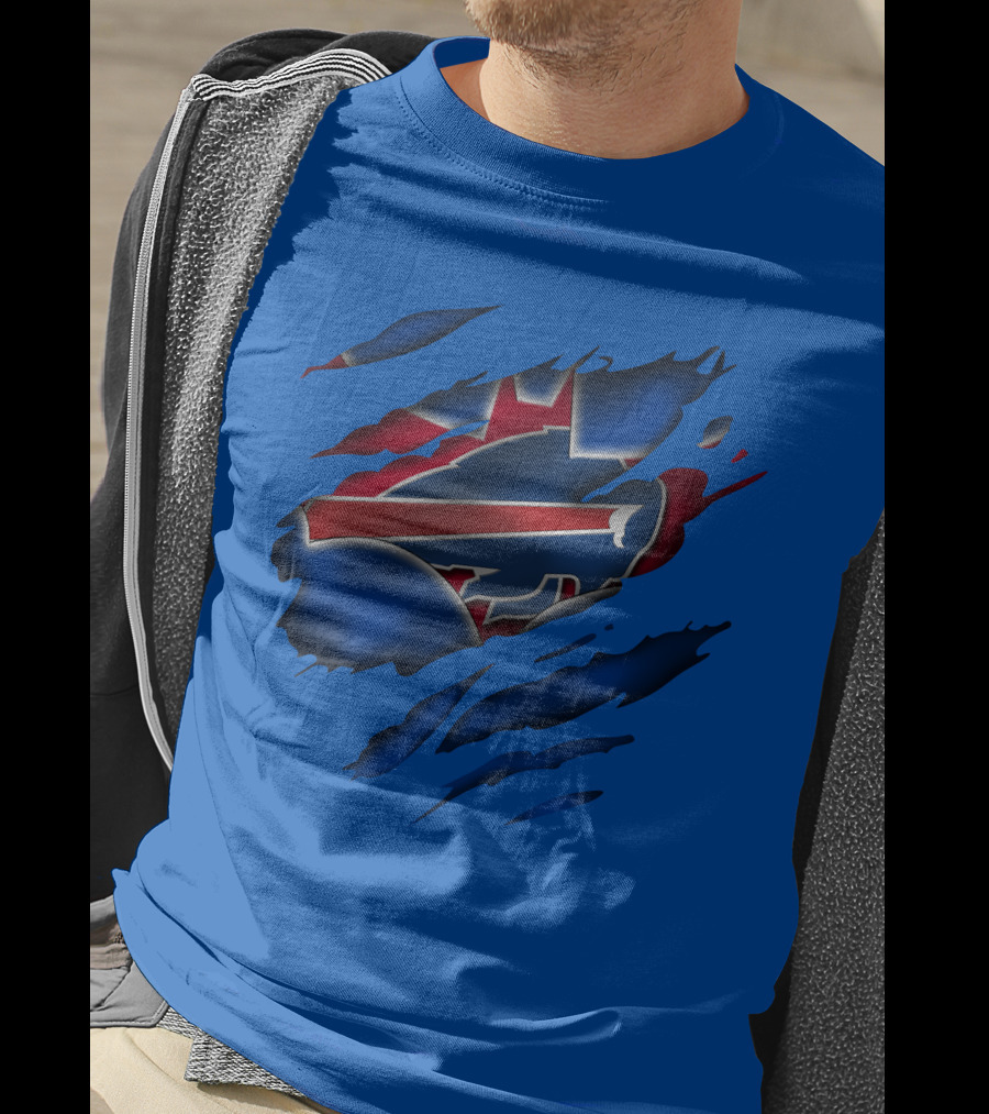 Buffalo Bills Red White Blue Logo Scratch T-Shirt