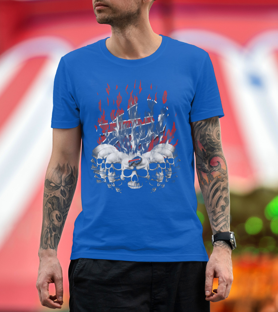 Buffalo Bills Flaming Skulls T-Shirt