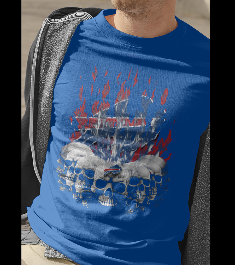 Buffalo Bills Flaming Skulls T-Shirt